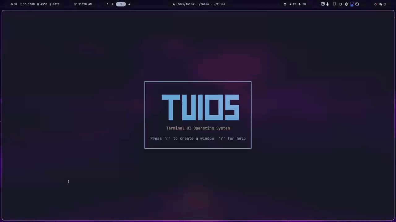 TUIOS running several tiled windows