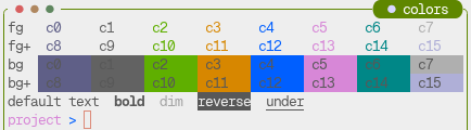 Catppuccin Latte at 256 colours before the fix: c1, the red, is grey text, and its ground is grey too.