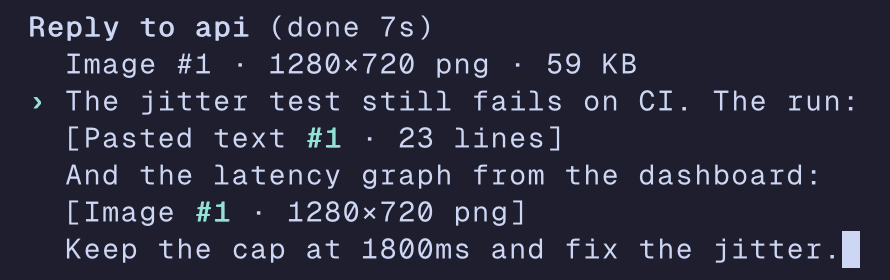 The reply editor at 16 colours: the preview is the line "Image #1 · 1280×720 png · 59 KB" above the draft.